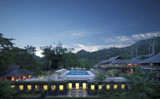 The Els Club Teluk Datai pool and cabins